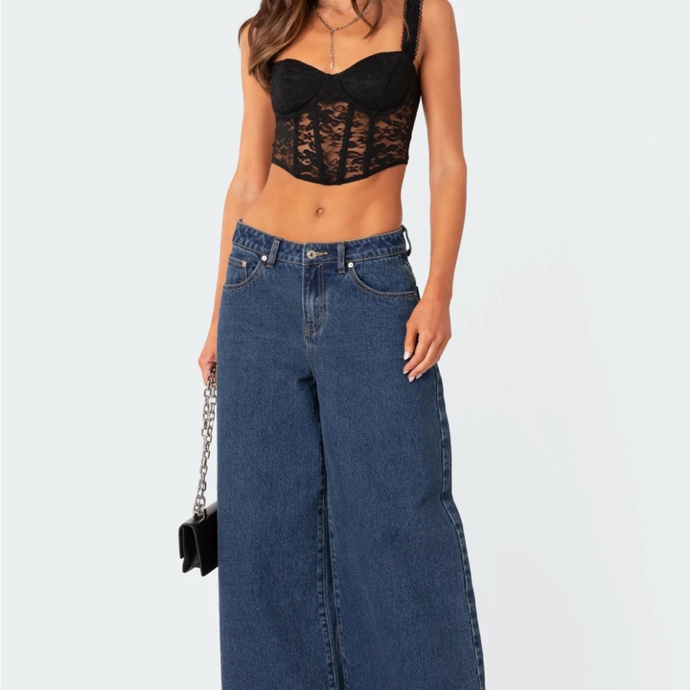 Edikted Dark Blue Flare Jeans